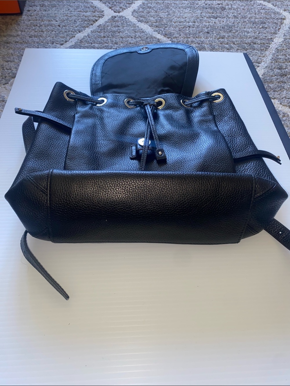 Michael Kors Riley Black Pebbled Leather Studded Backpack. - Picture 10 of 14